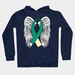 Winged Awareness Ribbon (Teal & Cream) Hoodie